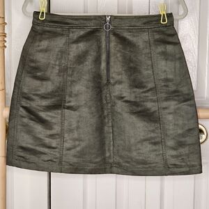 Suede Gogo Skirt in Olive Green